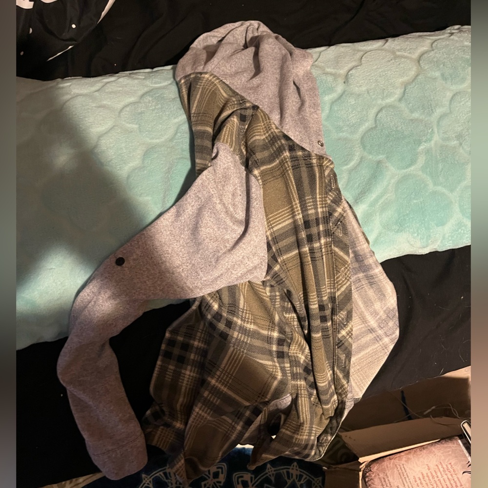 Green flannel hoodie